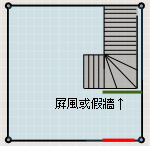 大門對內樓梯，可利用假牆來遮擋。