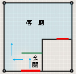 門窗廳堂：大門入口處設置玄關。